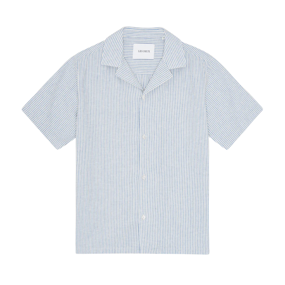 Lukas Stripe Cotton Linen Short Sleeve Shirt - Allure