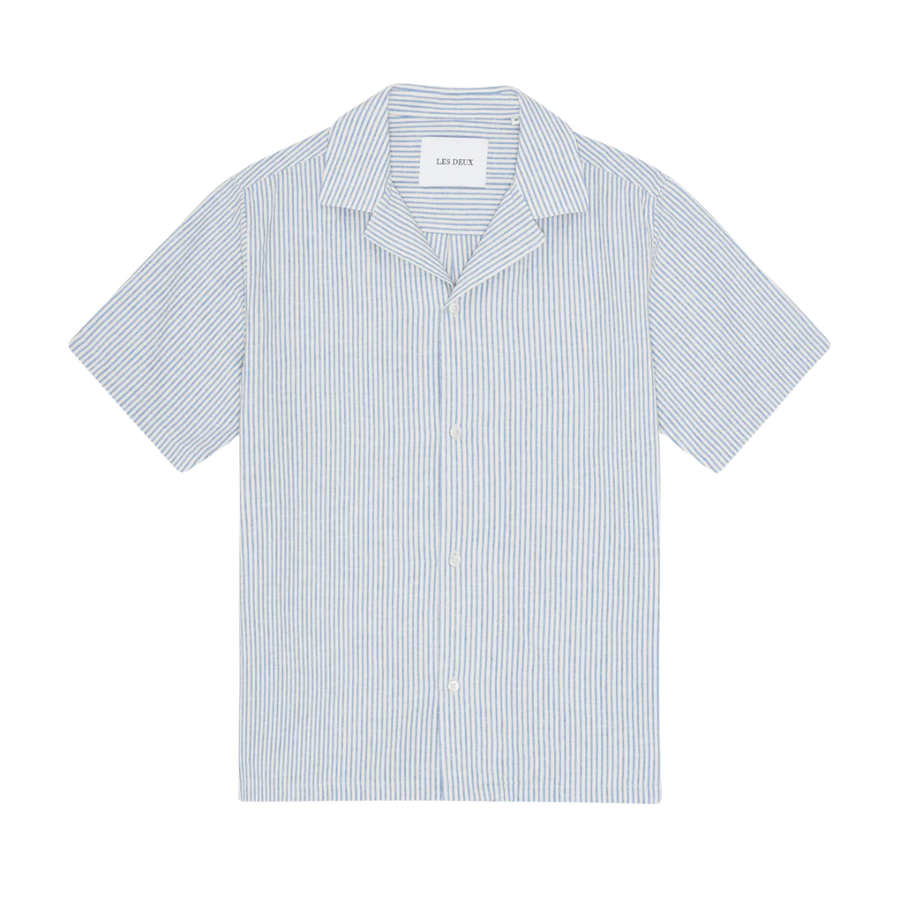 Lukas Stripe Cotton Linen Short Sleeve Shirt - Allure