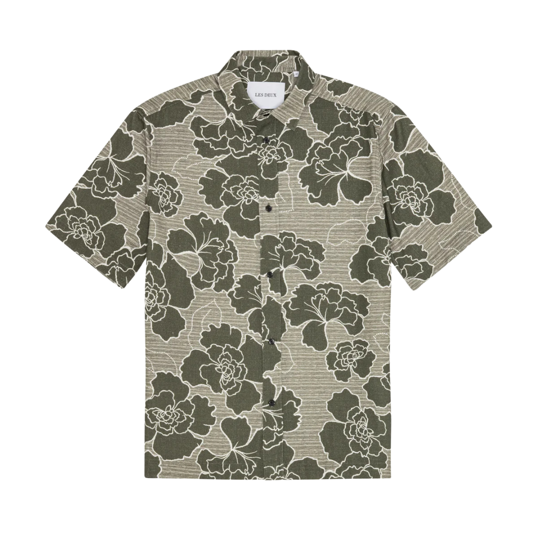 Charlie Poppy AOP Short Sleeve Shirt - Olive Night