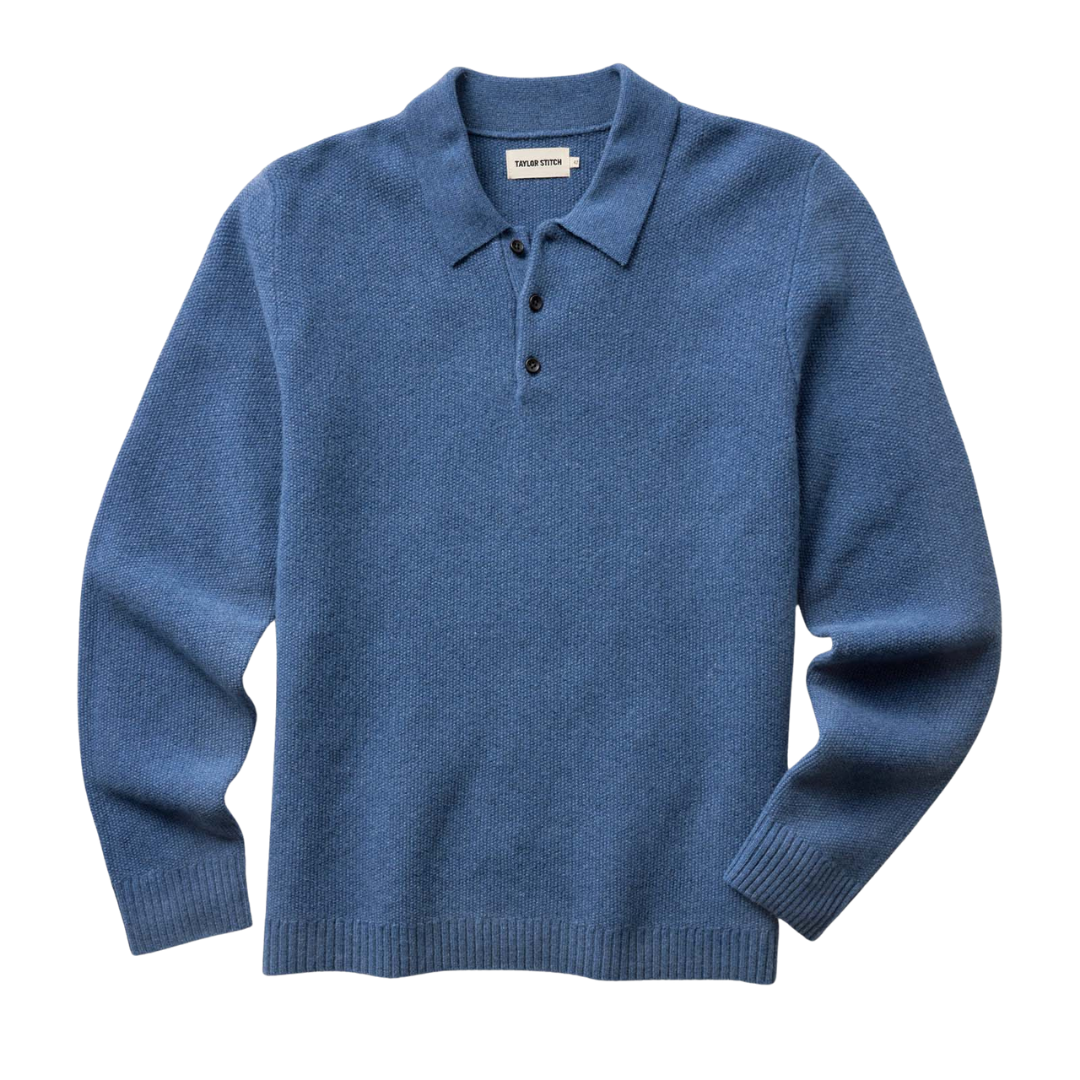 The Newton Sweater Polo - Heather Clear Blue