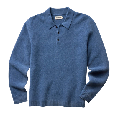The Newton Sweater Polo - Heather Clear Blue