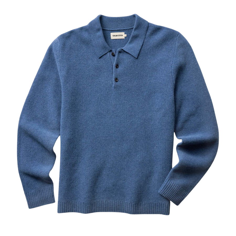 The Newton Sweater Polo - Heather Clear Blue