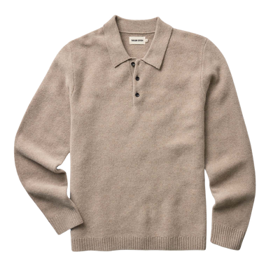 The Newton Sweater Polo - Heather Oatmeal