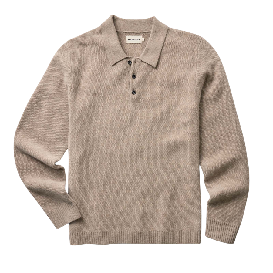 The Newton Sweater Polo - Heather Oatmeal