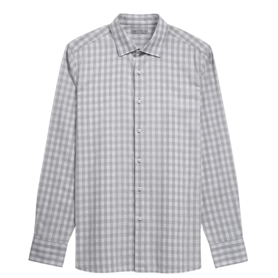 Adrian Gingham Check Shirt - Bright White & Light Grey