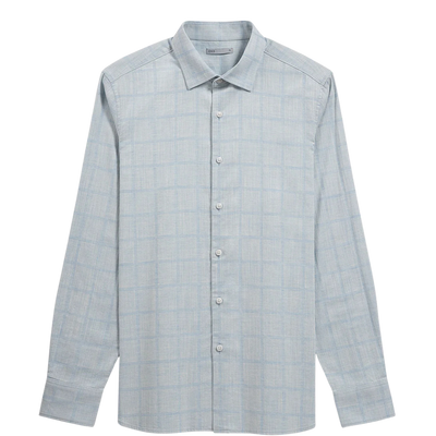 Adrian Windowpane Shirt - Cloudy Blue & Light Blue