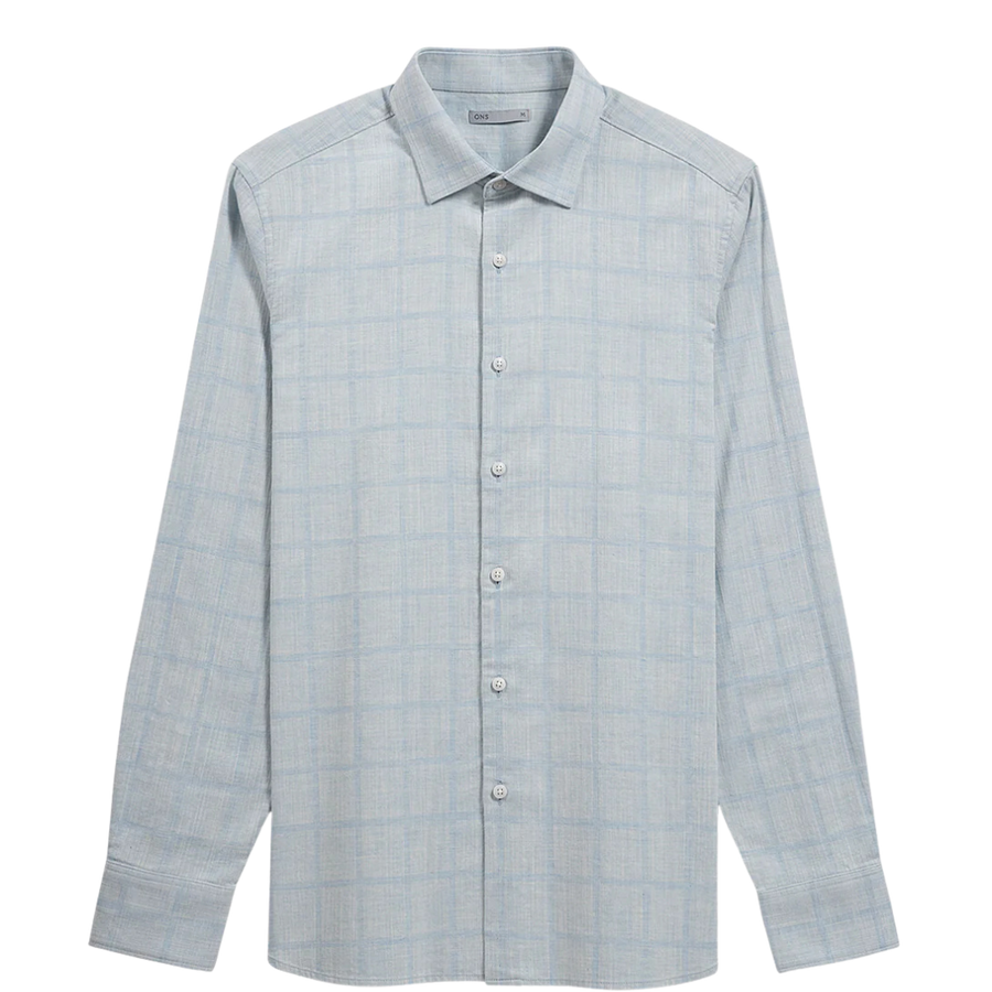 Adrian Windowpane Shirt - Cloudy Blue & Light Blue