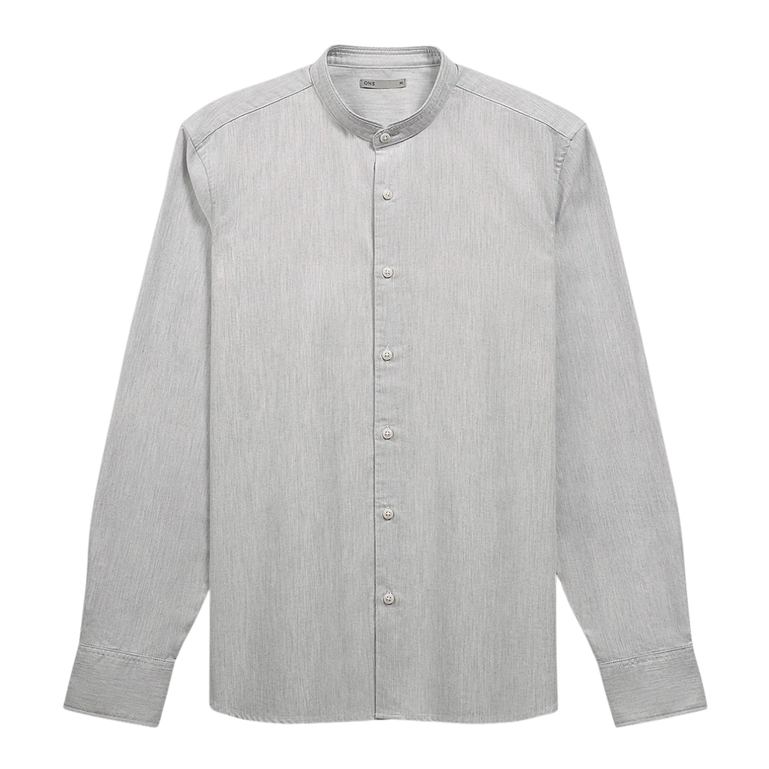 Aleks Heather Oxford Shirt - Light Grey Heather