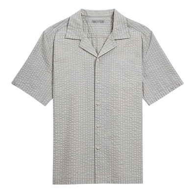 Rockaway Seersucker Stripe Shirt - Light Grey & Bright White