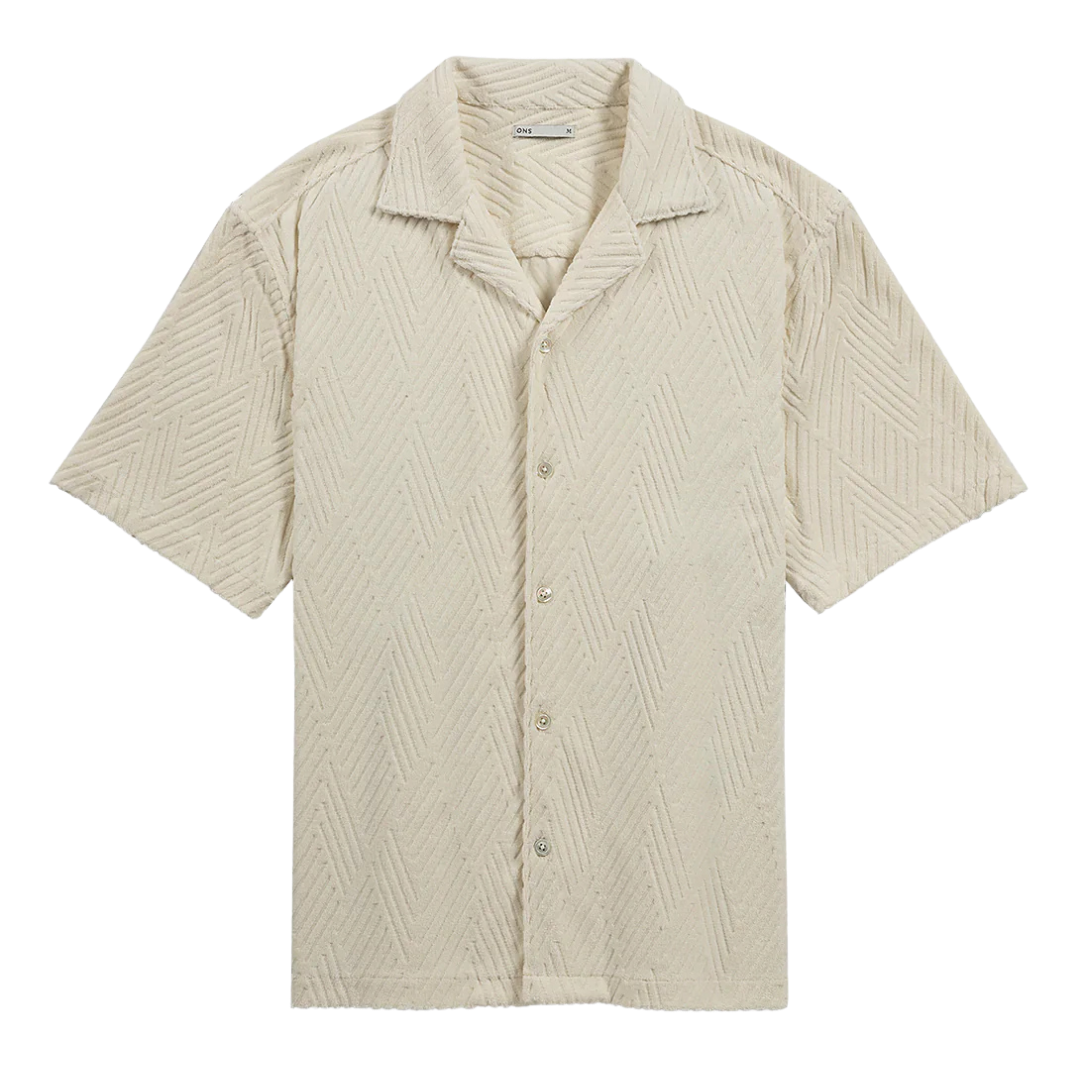 Rockaway Jacquard Towel Shirt - Cream
