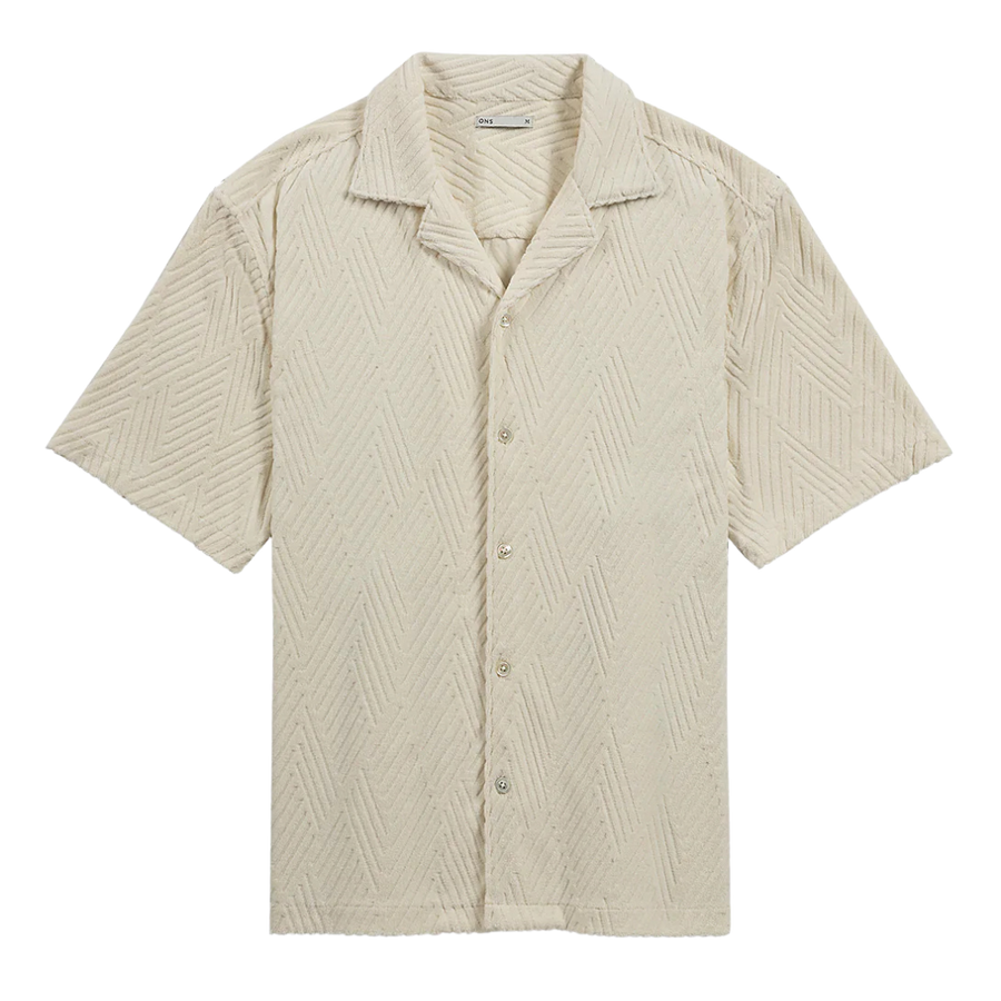Rockaway Jacquard Towel Shirt - Cream