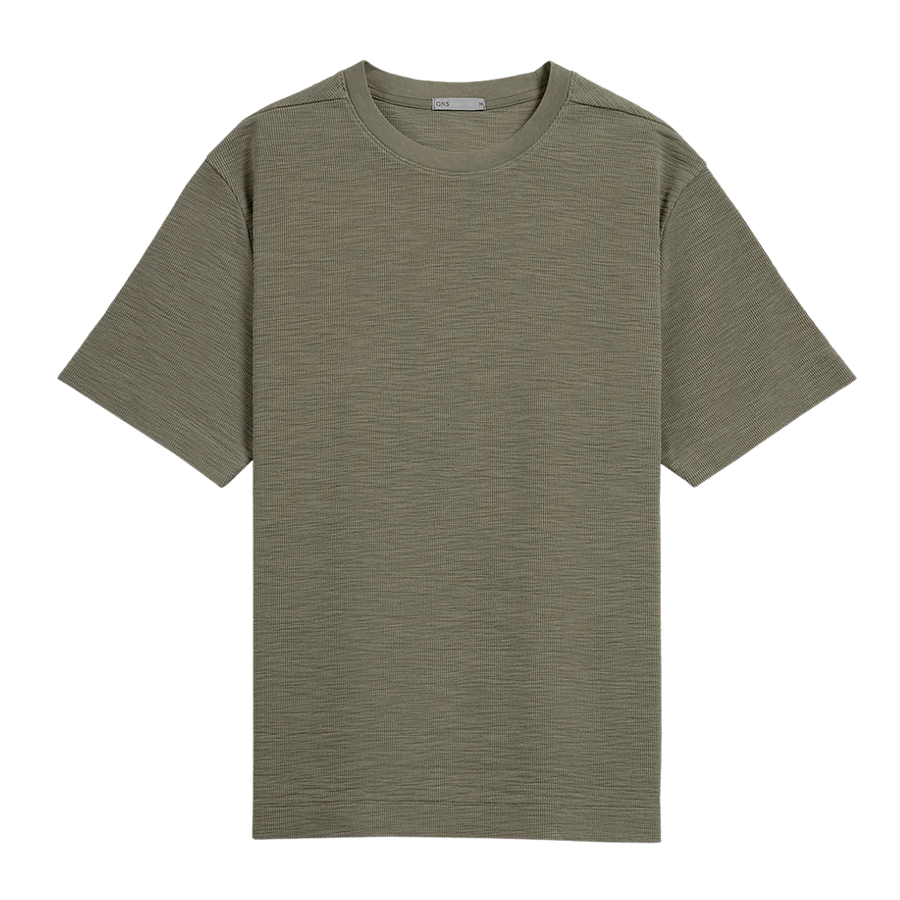 Baseile Slub Waffle Tee - Smoke Olive