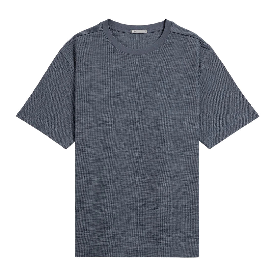 Baseile Slub Waffle Tee - Iron Blue