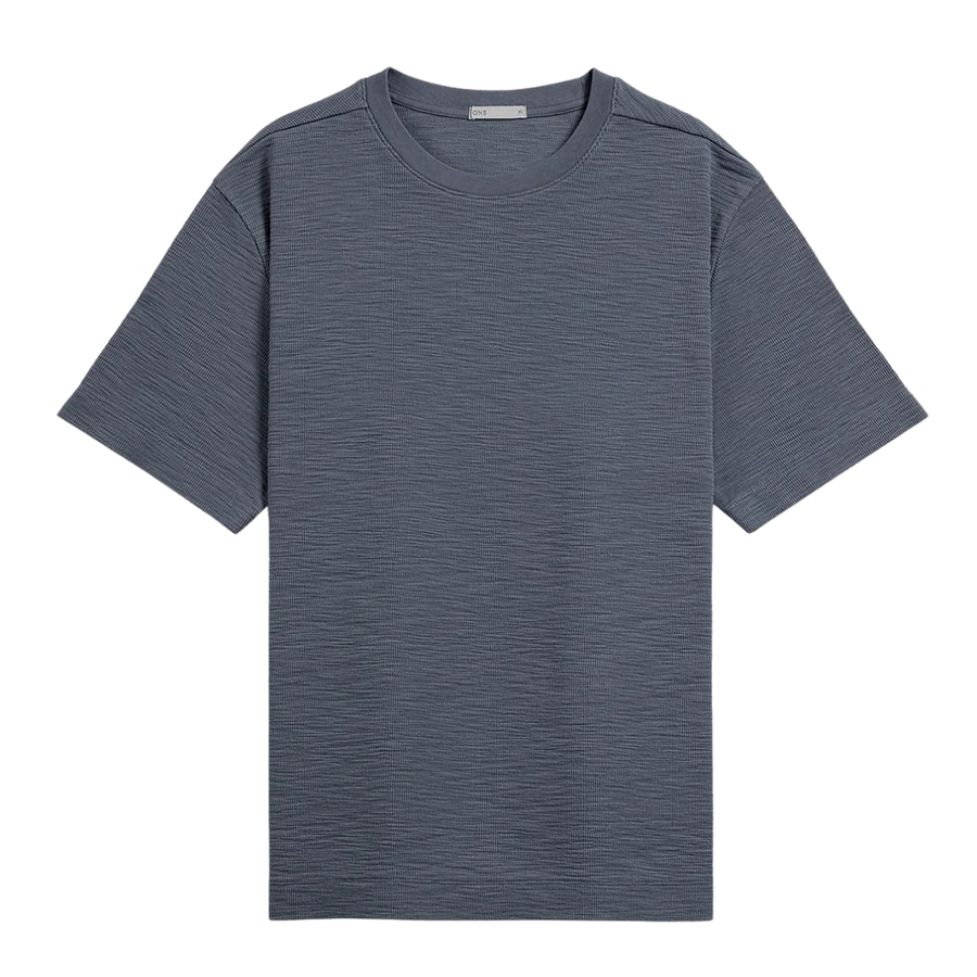 Baseile Slub Waffle Tee - Iron Blue