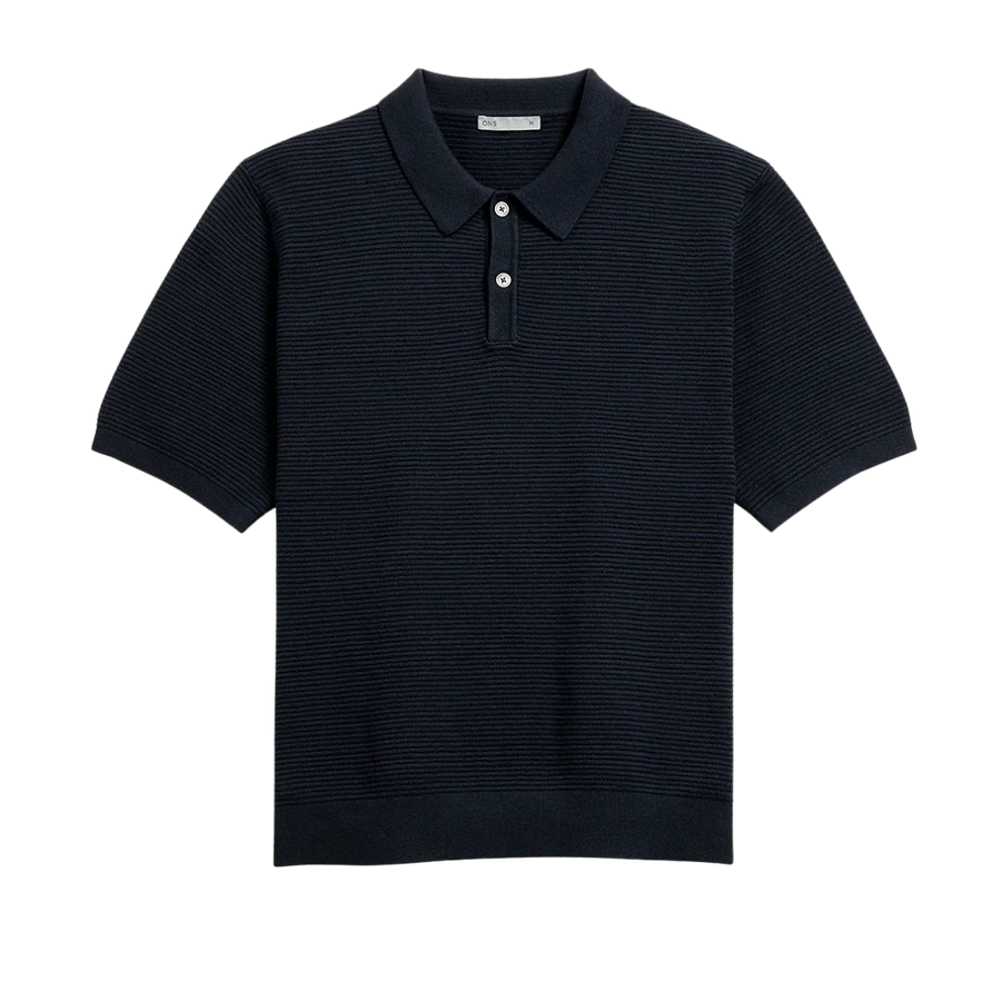 Lind Textured Sweater Polo - Navy