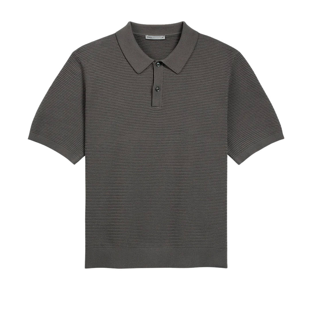 Lind Textured Sweater Polo - Grey