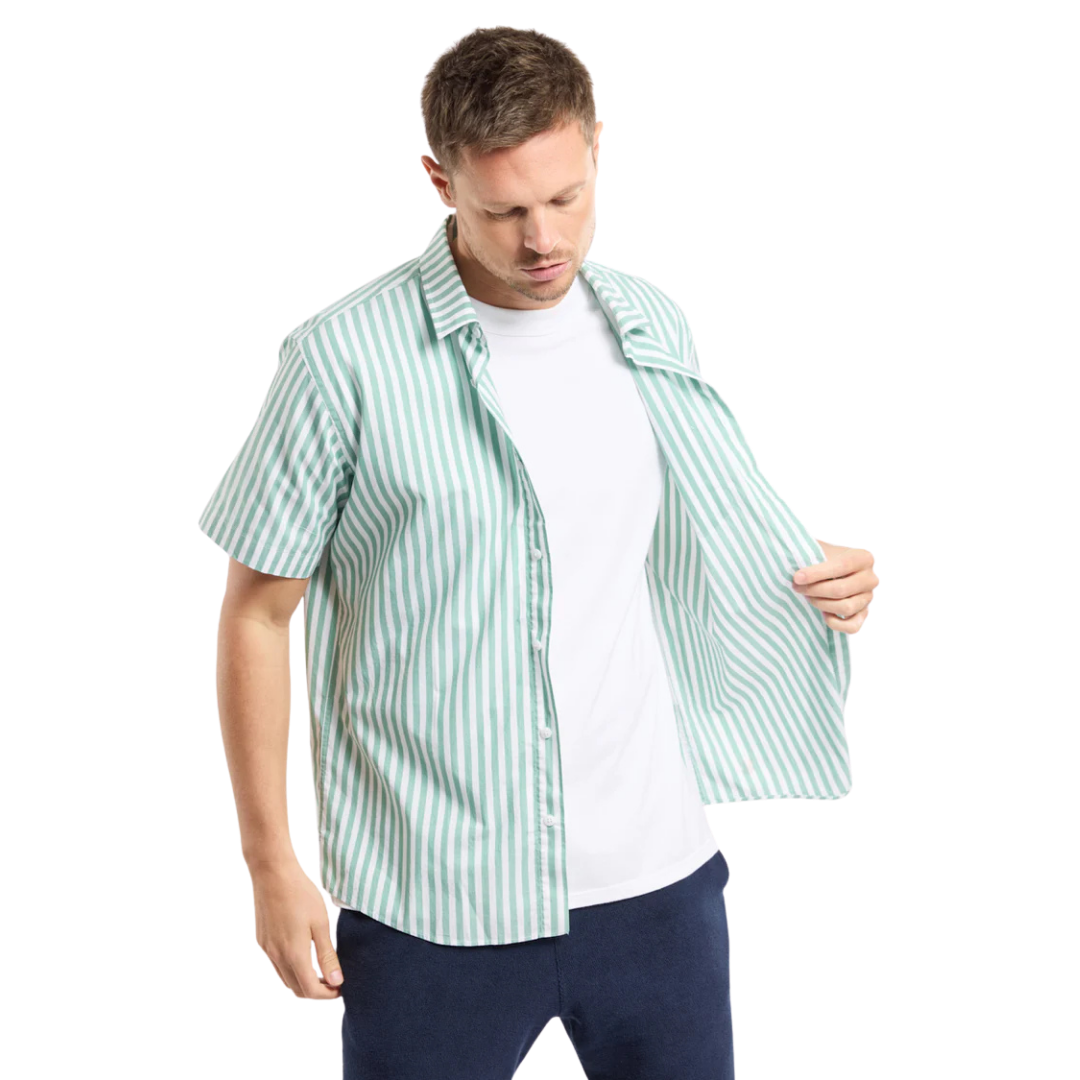 Short Sleeve Cabana Stripe Shirt - Ivy Green