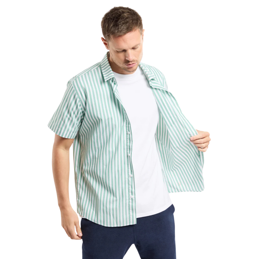 Short Sleeve Cabana Stripe Shirt - Ivy Green