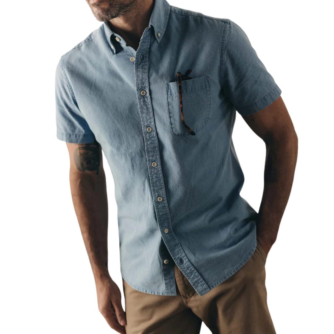 The Short Sleeve Oxford Jack - Washed Indigo