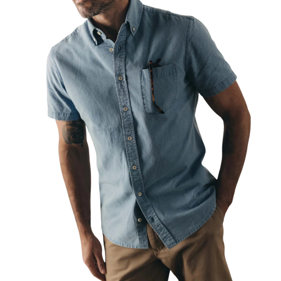 The Short Sleeve Oxford Jack - Washed Indigo