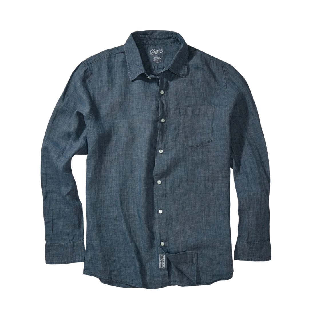 Positano Linen Shirt - Faded Navy
