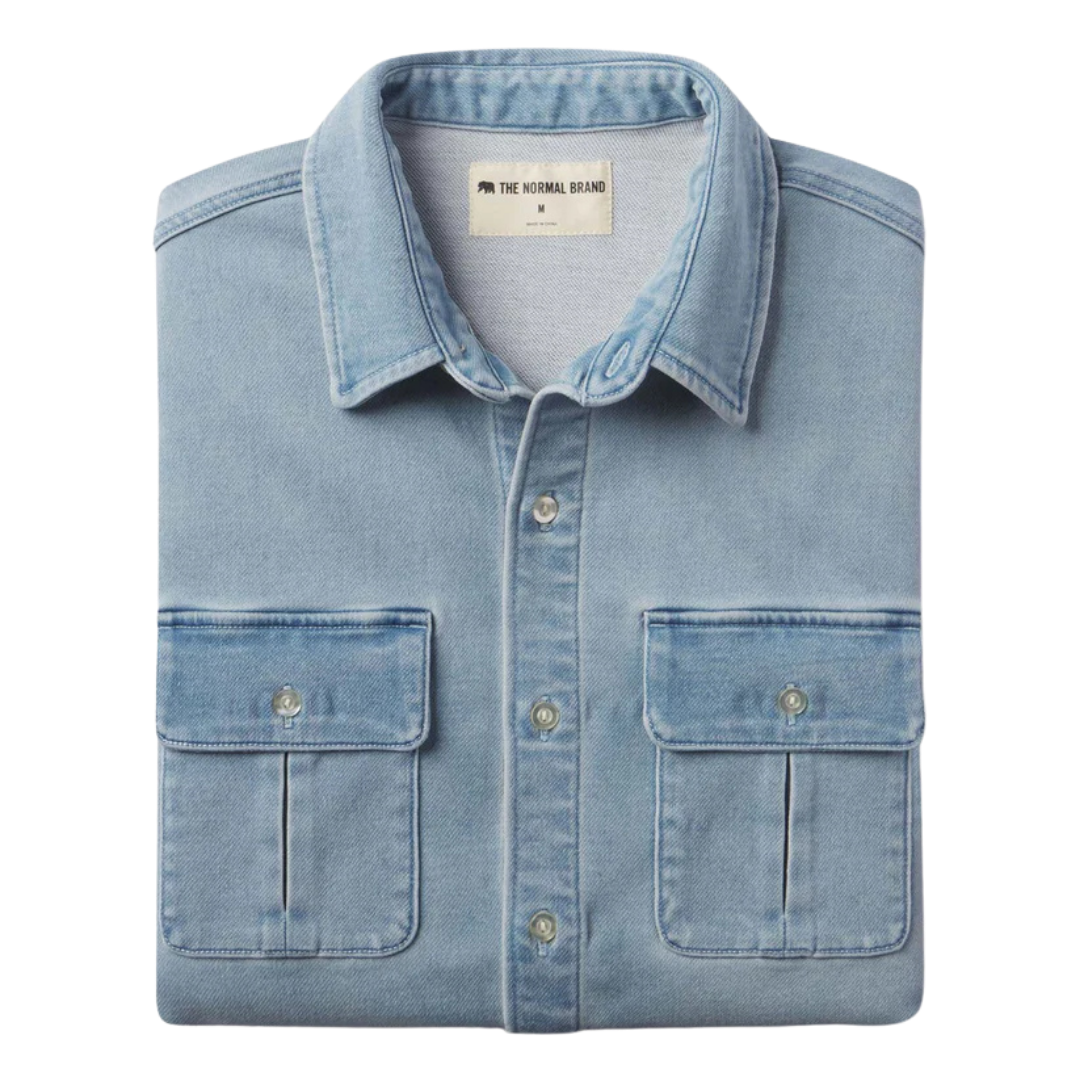 Comfort Terry Jean Shacket - Light Wash