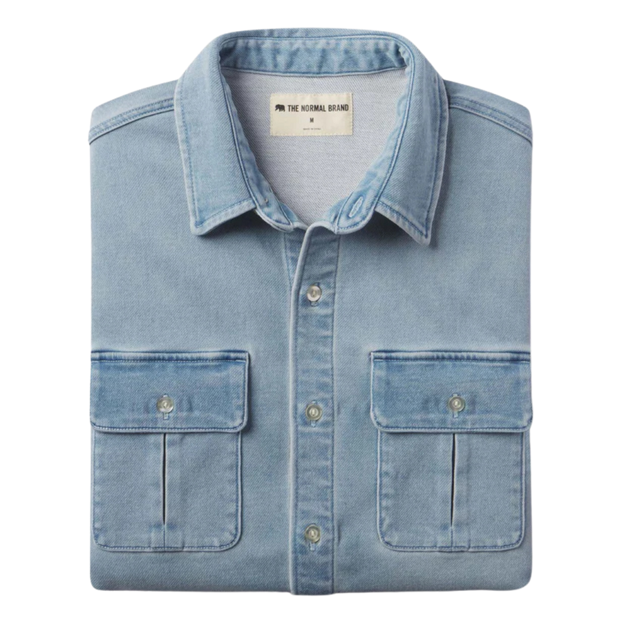 Comfort Terry Jean Shacket - Light Wash