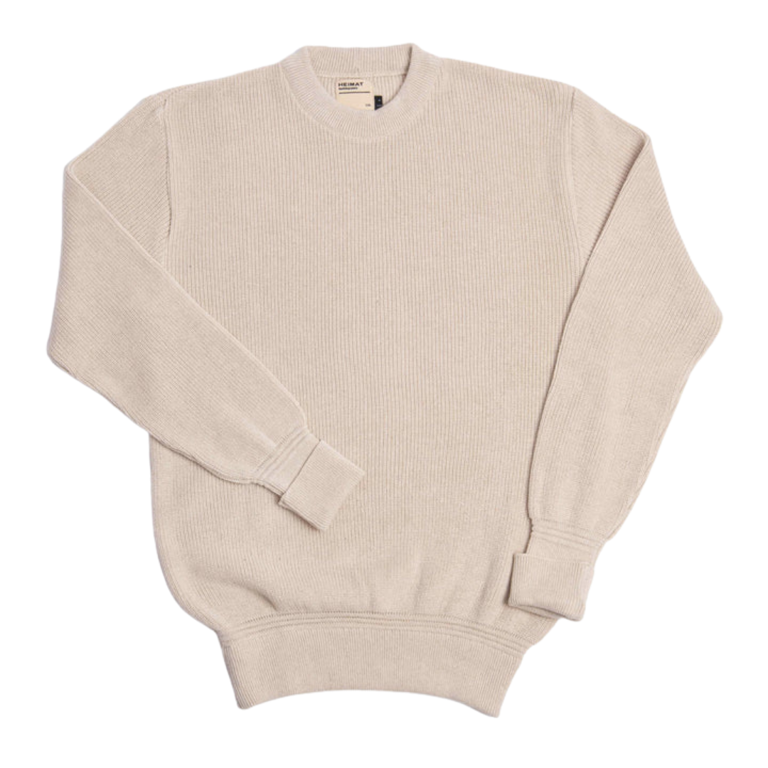 Cotton/Linen Crew Neck Sweater - Seashell