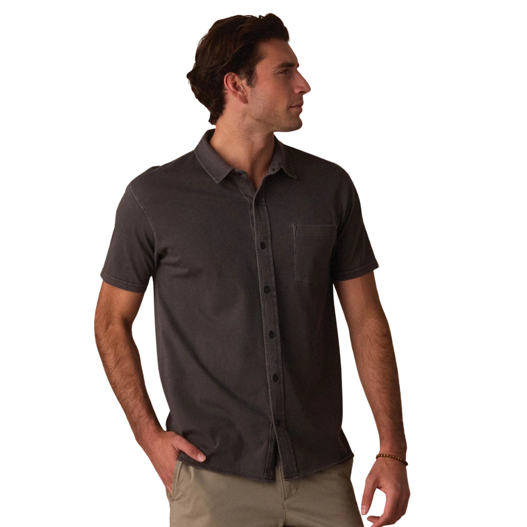 Jersey Short Sleeve Button Up - Shadow