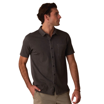 Jersey Short Sleeve Button Up - Shadow