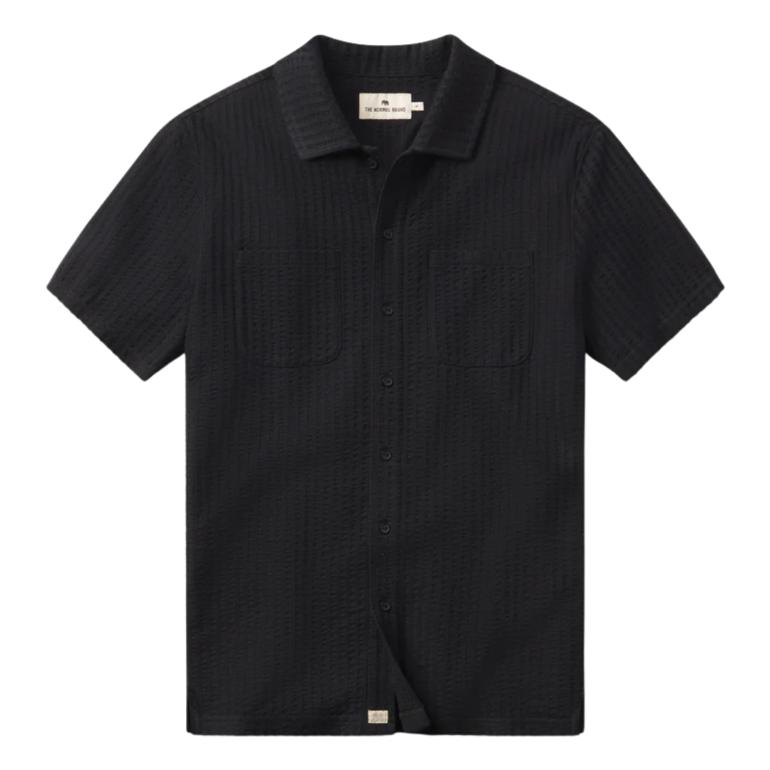 Knit Getaway Short Sleeve Button Down - Black