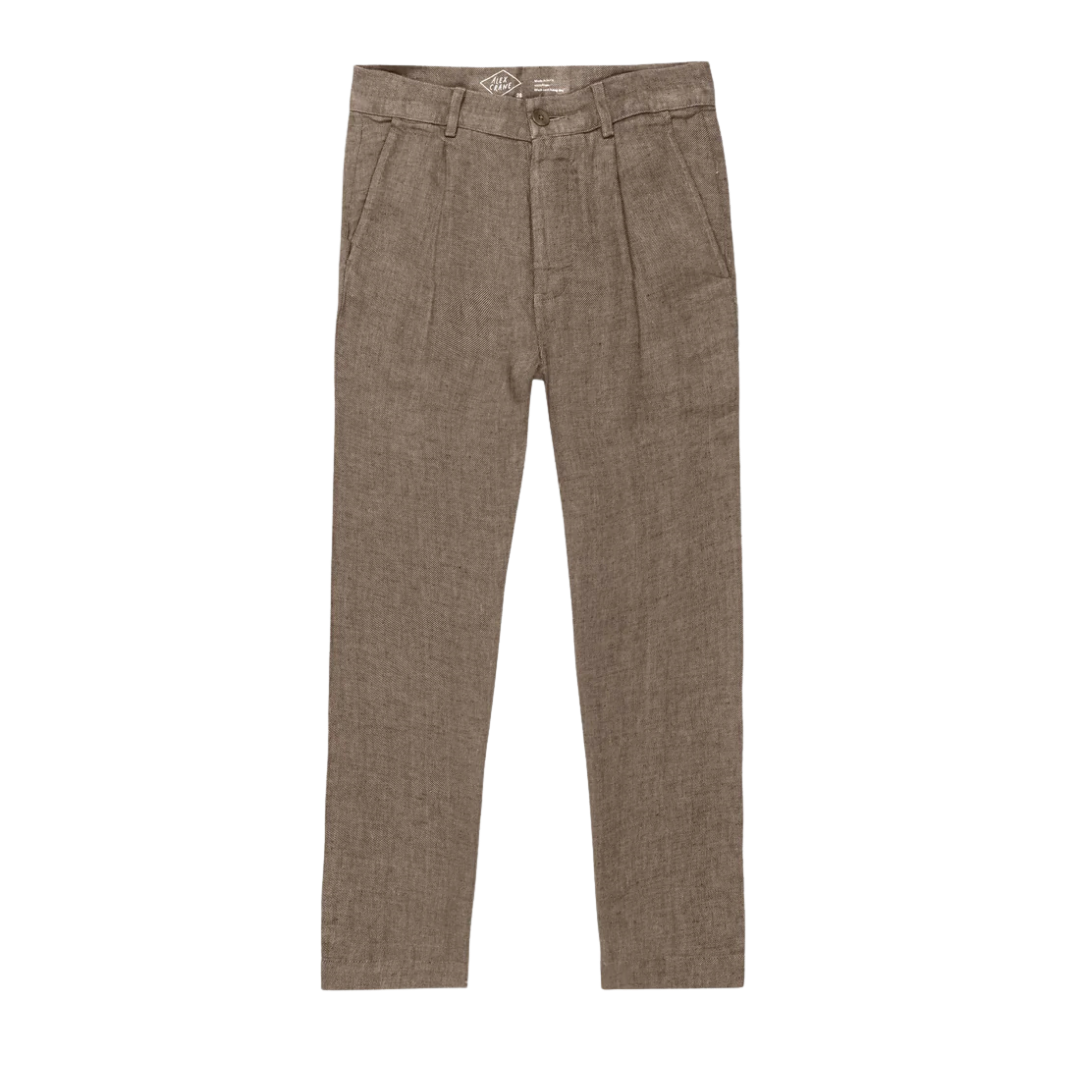 Alta Pleated Linen Trousers - Chai Twill