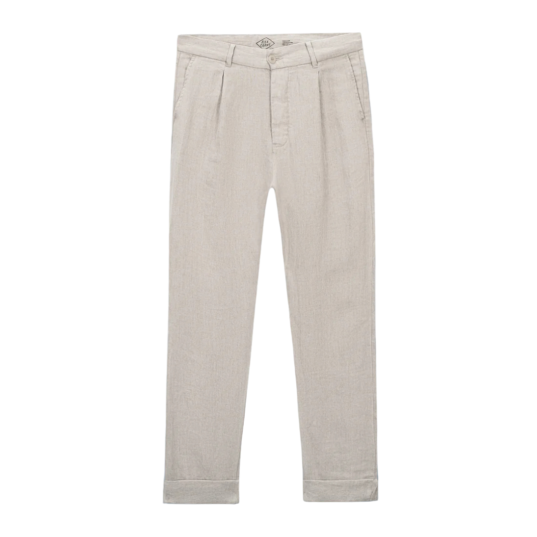 Alta Pleated Linen Trousers - Natural Twill