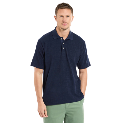 Heritage Terry Polo Shirt - Marine Deep