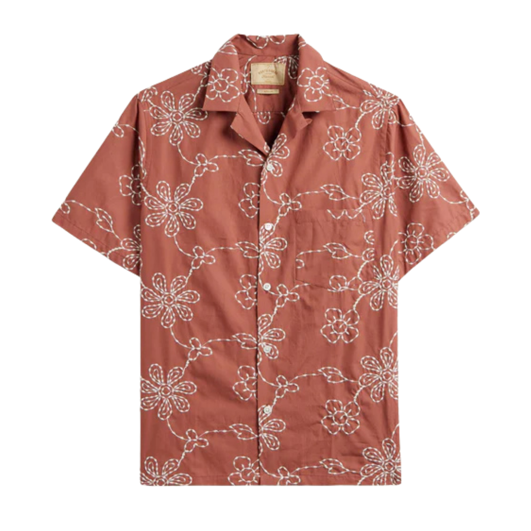 Compota Embroidered Camp Shirt - Red Clay