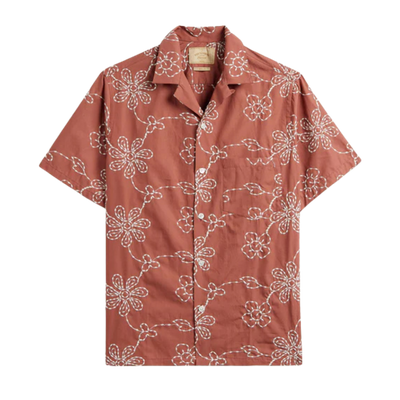 Compota Embroidered Camp Shirt - Red Clay
