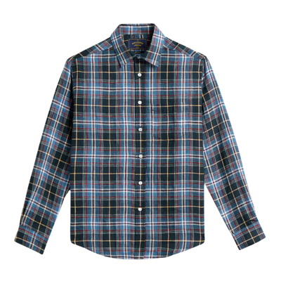 Handle Plaid Long Sleeve Shirt - Navy
