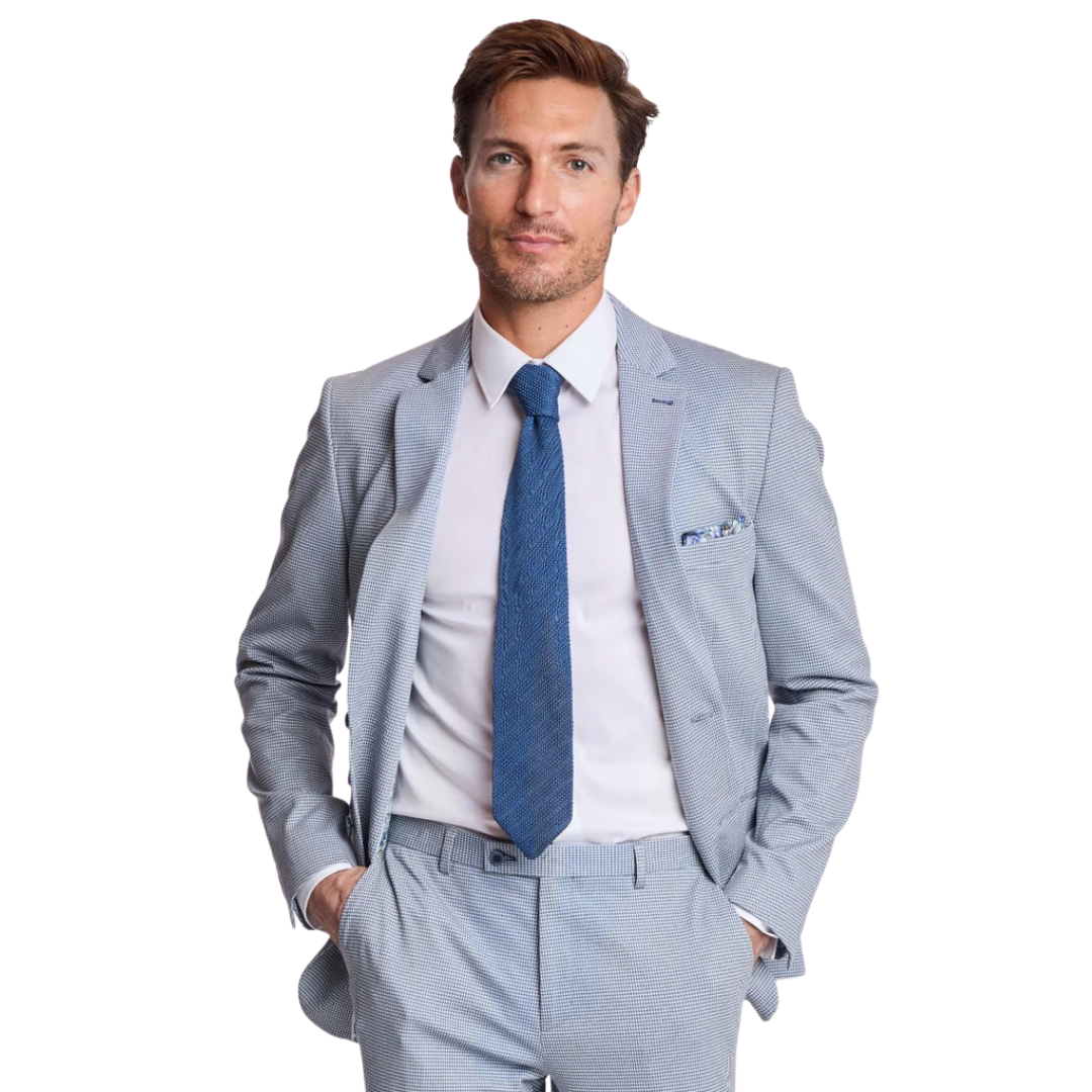 Dover Notch Jacket - Slim - Crisp Navy Knit Houndstooth