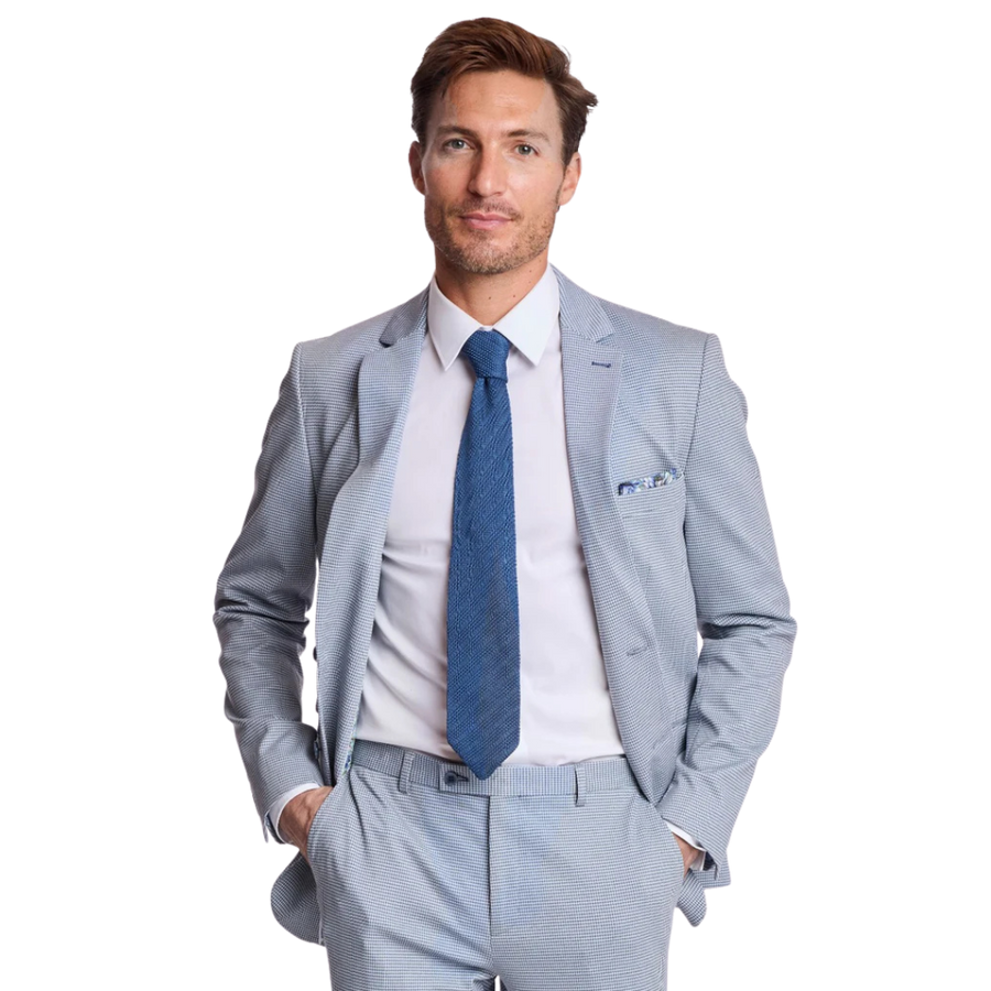 Dover Notch Jacket - Slim - Crisp Navy Knit Houndstooth