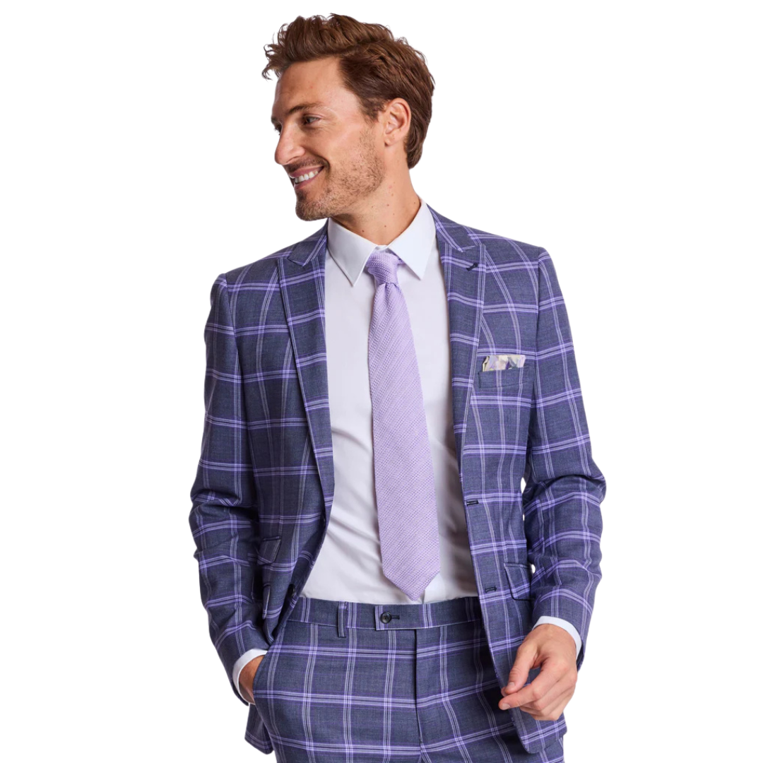 Ashton Peak Jacket - Slim - Purple Navy White Check