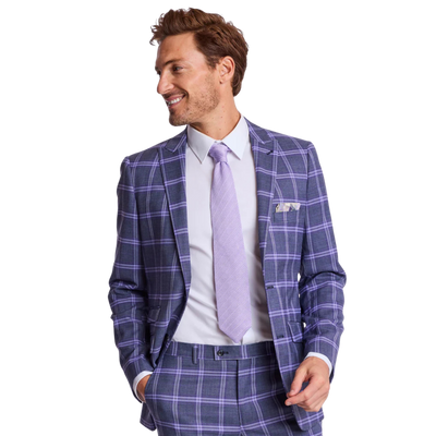 Ashton Peak Jacket - Slim - Purple Navy White Check