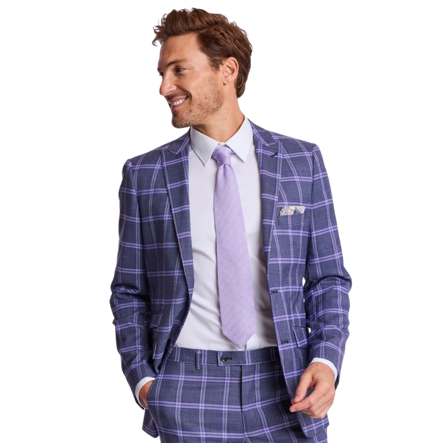Ashton Peak Jacket - Slim - Purple Navy White Check