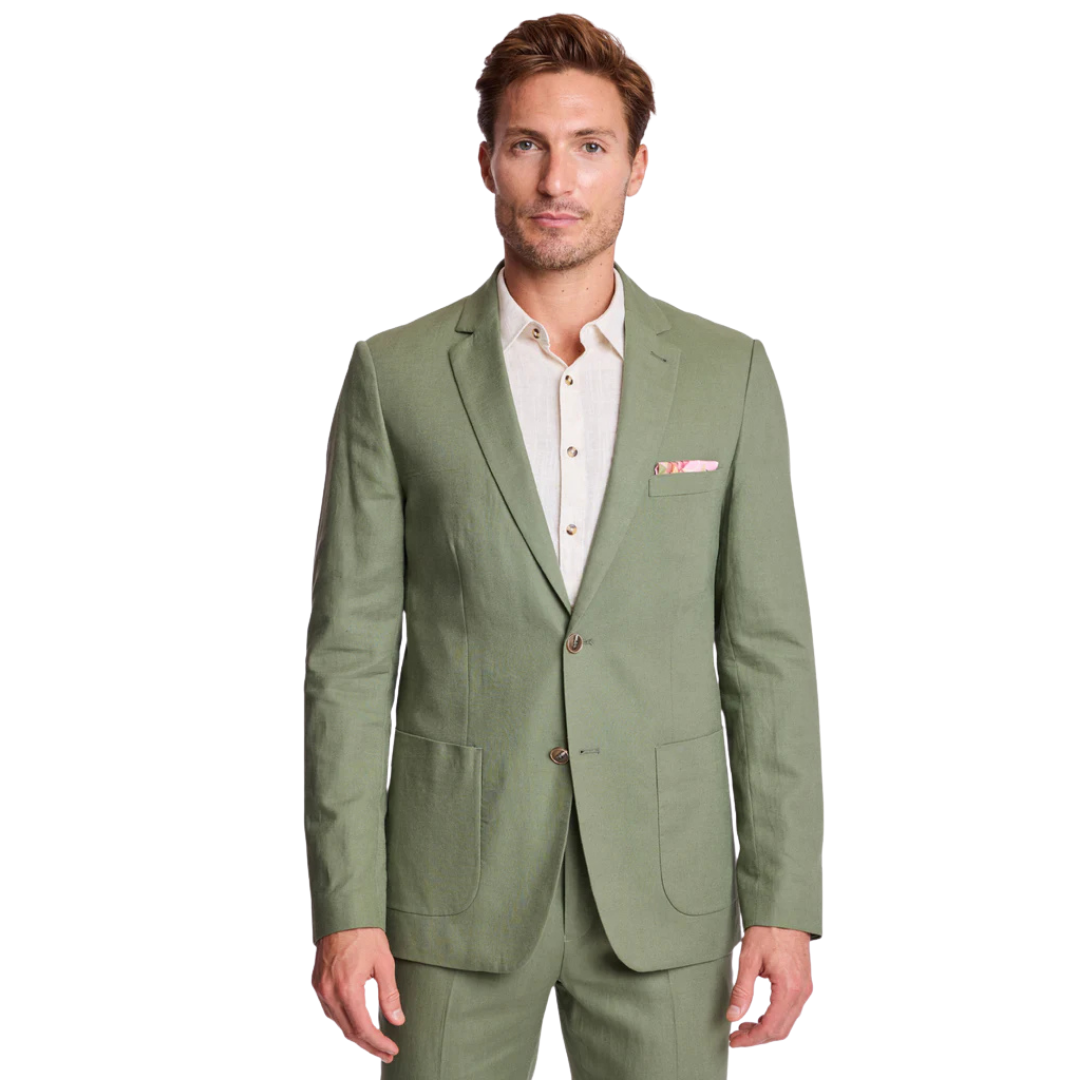Dover Notch Jacket - Slim - Olivine Green Linen