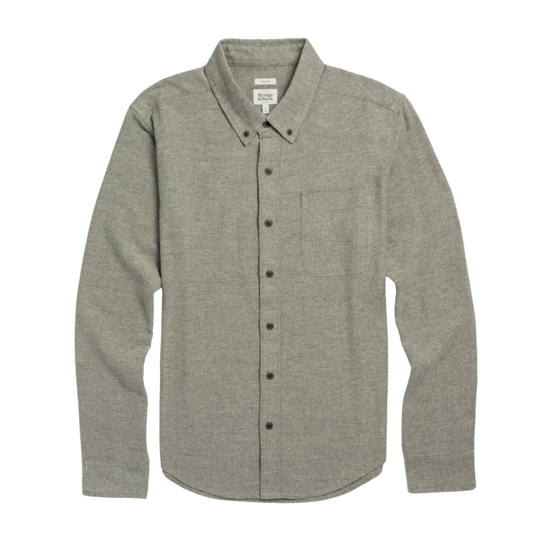 Sutton Slim Shirt - Olive Twill