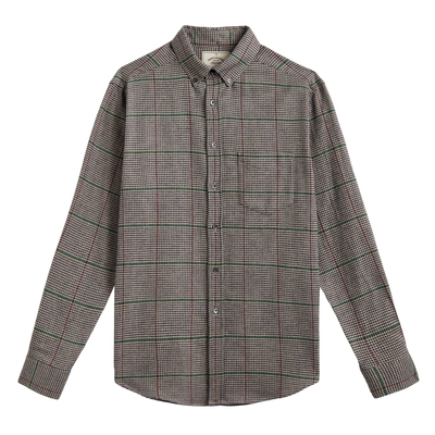 Brook Brushed Cotton Shirt - Autumn Houndstooth
