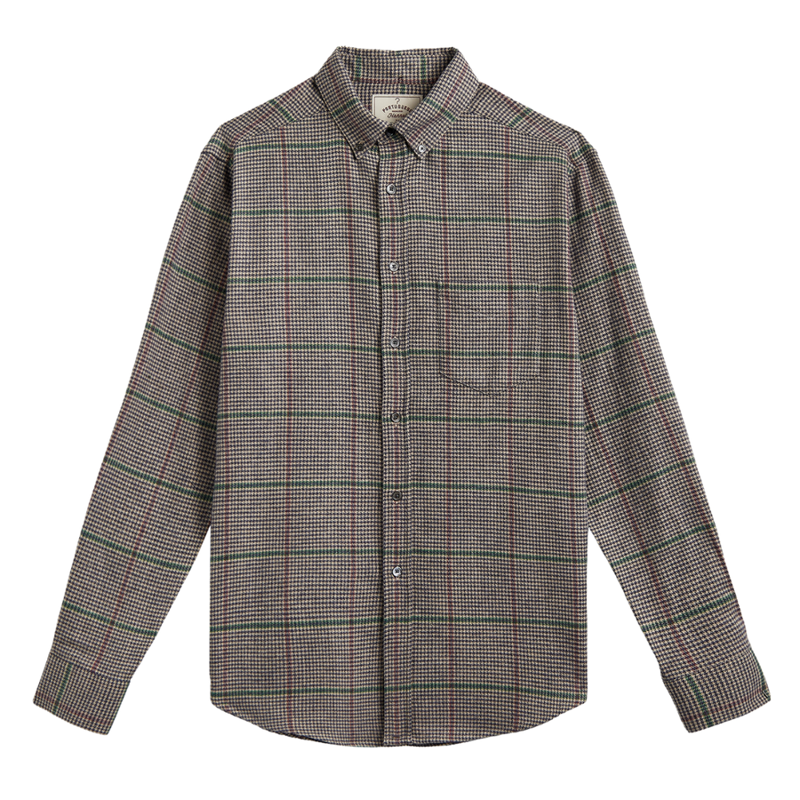Brook Brushed Cotton Shirt - Autumn Houndstooth