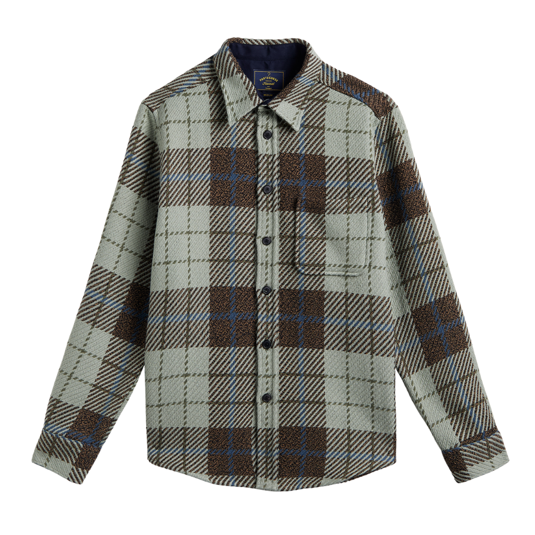 Upper Plaid Shacket - Aqua & Brown