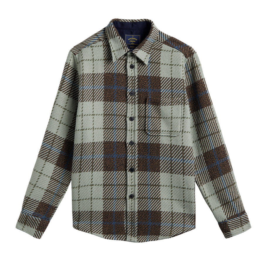 Upper Plaid Shacket - Aqua & Brown
