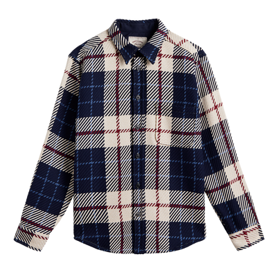 Upper Plaid Shacket - Blue, White & Red