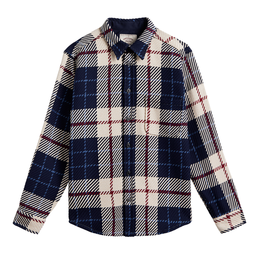 Upper Plaid Shacket - Blue, White & Red